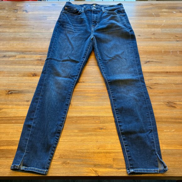 7 For All Mankind High Waist Ankle Skinny medium wash stretch denim jean size 29 - Picture 1 of 9